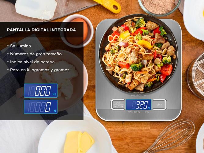 Balanza Báscula Digital Cocina Gramos Acero Inoxidable 5kg - 2