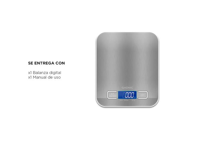 Balanza Báscula Digital Cocina Gramos Acero Inoxidable 5kg - 6