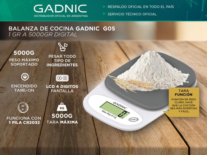 Balanza De Cocina Gadnic G05 1gr. a 5000gr. Digital Electronica - 1