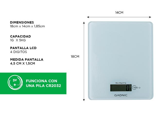 Balanza De Cocina Gadnic G06 1GR a 5KG Digital Electronica - 4