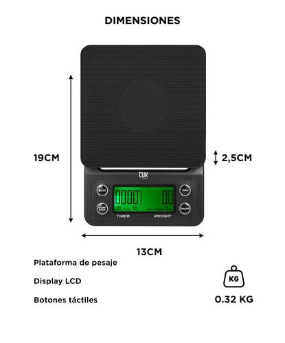 Balanza Digital Cuk by Gadnic Barista Precision Cafe Timer 3kg 01g Pantalla LCD - 4