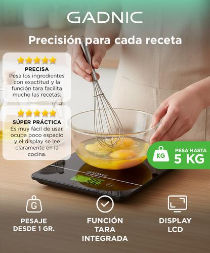 Balanza De Cocina Gadnic Digital Vidrio Templado 5Kg - 1