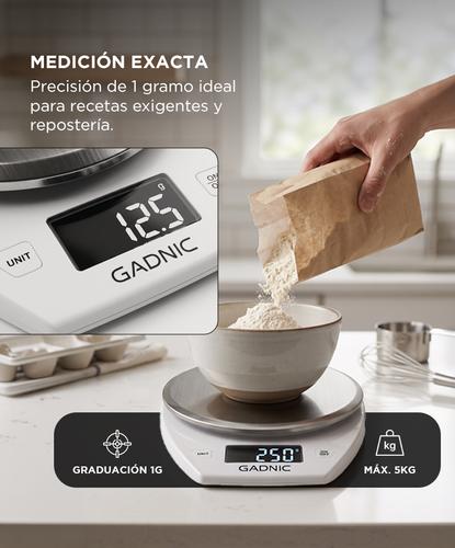 Balanza Digital De Cocina Gadnic 5kg Precisión 1g Acero Inoxidable - 2