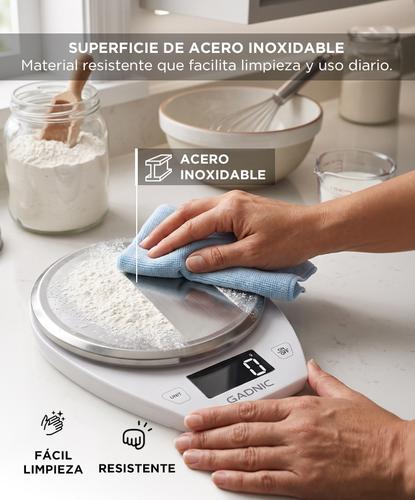 Balanza Digital De Cocina Gadnic 5kg Precisión 1g Acero Inoxidable - 3