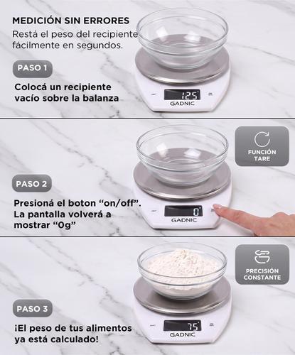 Balanza Digital De Cocina Gadnic 5kg Precisión 1g Acero Inoxidable - 4