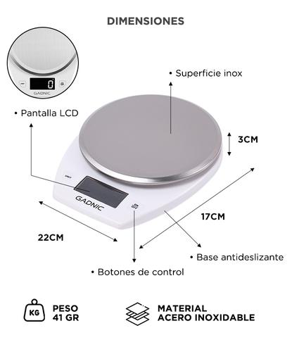Balanza Digital De Cocina Gadnic 5kg Precisión 1g Acero Inoxidable - 5