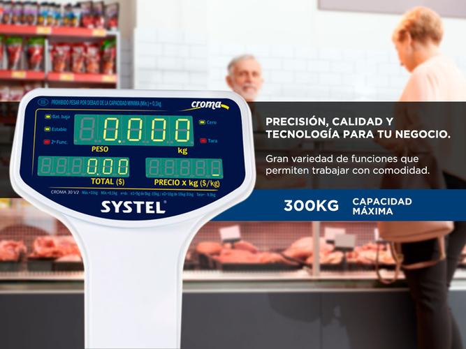 Balanza Comercial Systel Croma Bateria 31kg Mástil 200 Articulos - 2