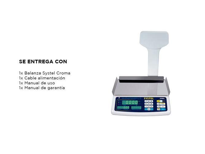 Balanza Comercial Systel Croma Bateria 31kg Mástil 200 Articulos - 5