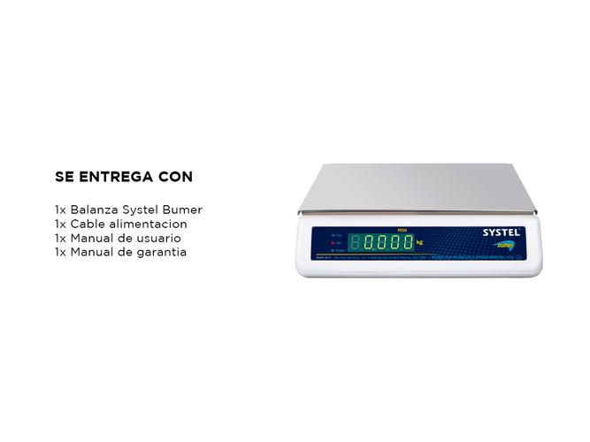 Balanza Comercial Systel Bumer Bateria 31kg Bandeja Acero Inox Solo Peso - 5