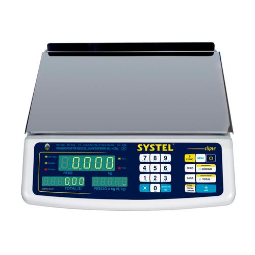 Balanza Comercial Systel Clipse Bateria 31kg Bandeja Acero Inox 200 Articulos - 0
