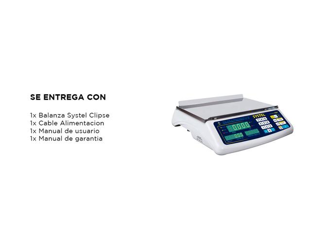 Balanza Comercial Systel Clipse Bateria 31kg Bandeja Acero Inox 200 Articulos - 5