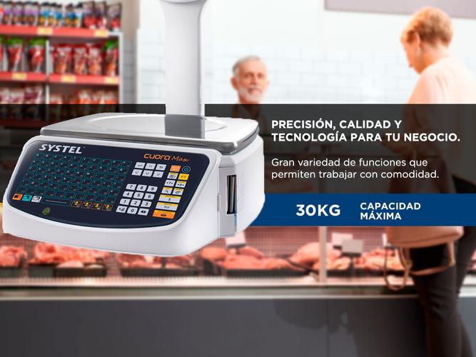 Balanza Comercial Systel Cuora Max Con Mastil Ticket Etiqueta 30kg USB Bandeja Acero Inox - 2