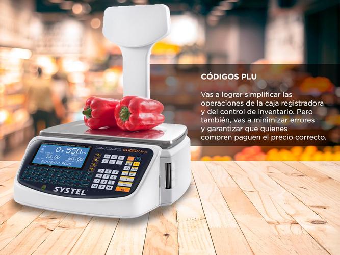 Balanza Comercial Systel Cuora Max Con Mastil Ticket Etiqueta 30kg USB Bandeja Acero Inox - 3