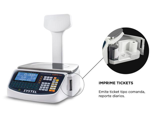 Balanza Comercial Systel Cuora Max Con Mastil Ticket Etiqueta 30kg USB Bandeja Acero Inox - 4