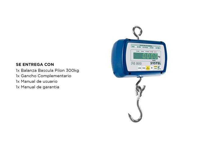 Balanza Bascula Comercial Systel Pilon PS300 300Kg Industrial Bateria  - 5