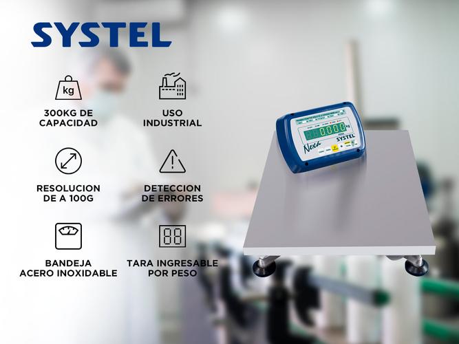 Balanza Bascula Systel Digital Industrial 300kg Plataforma Acero Inox - 1