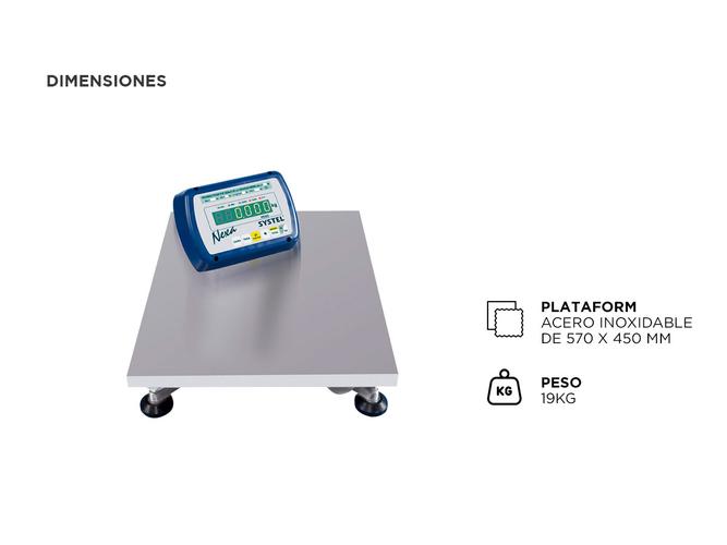 Balanza Bascula Systel Digital Industrial 300kg Plataforma Acero Inox - 3