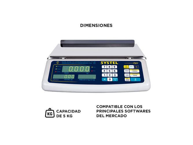 Balanza Comercial Systel Clipse Bateria 5kg Bandeja Acero Inox 200 Articulos - 4