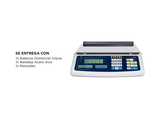 Balanza Comercial Systel Clipse Bateria 5kg Bandeja Acero Inox 200 Articulos - 5