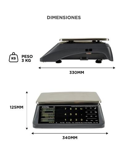 Balanza Comercial 30kg Systel Micra Con Batería 100 Hrs Acero Inoxidable  - 5