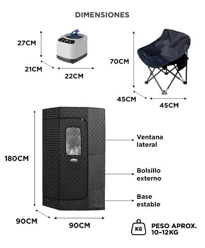 Sauna Portátil Gadnic Sauna de Vapor Hexagonal Con Silla Plegable 1200W - 5