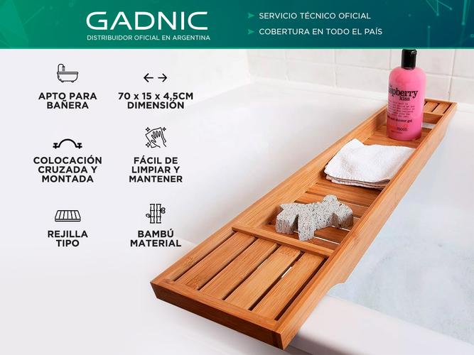 Bandeja de Bañera Gadnic BCHIC01 Organizador De Bambú  - 1