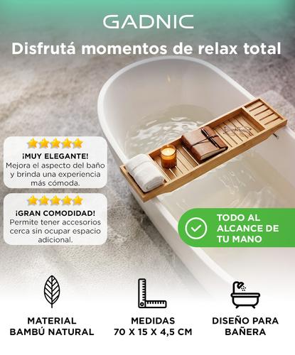 Bandeja de Bañera Gadnic BCHIC01 Organizador De Bambú  - 1