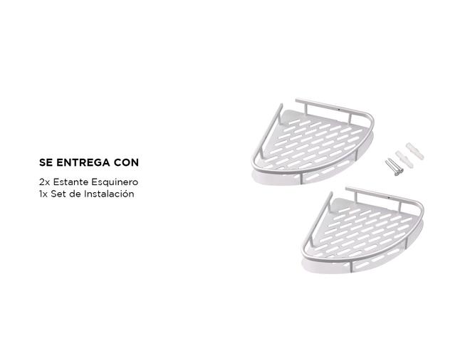 Set x 2 Estantes Esquinero De Baño Gadnic Triangular Bandeja de Goteo - 4