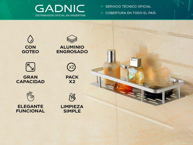 Set x2 Estantes de Baño Rectangular Gadnic Apto Ducha - 1