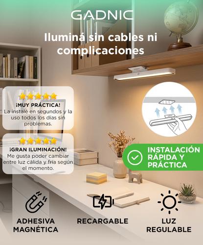 Luz LED Gadnic Magnética Recargable Adhesiva Regulable Fría Cálida - 1