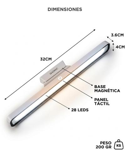 Luz LED Gadnic Magnética Recargable Adhesiva Regulable Fría Cálida - 5