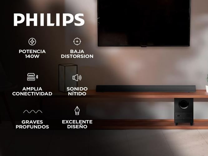 Barra De Sonido Philips  2.1 140W Bluetooth Hdmi subwoofer  - 1