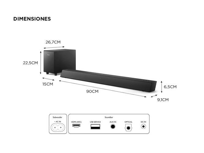 Barra De Sonido Philips  2.1 140W Bluetooth Hdmi subwoofer  - 4