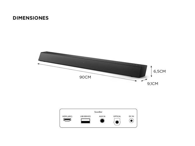 Barra De Sonido Philips 2.0 60W Bluetooth Hdmi TAB5105/12 - 4