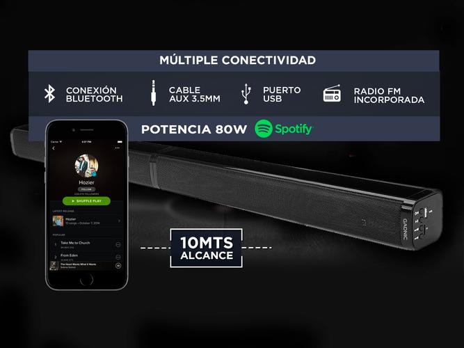 Barra de Sonido Gadnic BS1000 Bluetooth 2en1 Aux USB Optical 80w  - 2