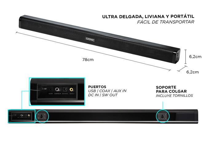 Barra De Sonido Gadnic BS1200 Bluetooth 120W  - 4