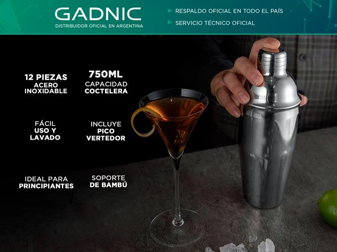 Kit Bartender Gadnic Coctelera Acero Inoxidable 12 Piezas - 1