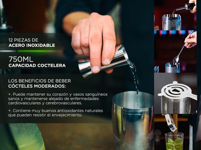 Kit Bartender Gadnic Coctelera Acero Inoxidable 12 Piezas - 2