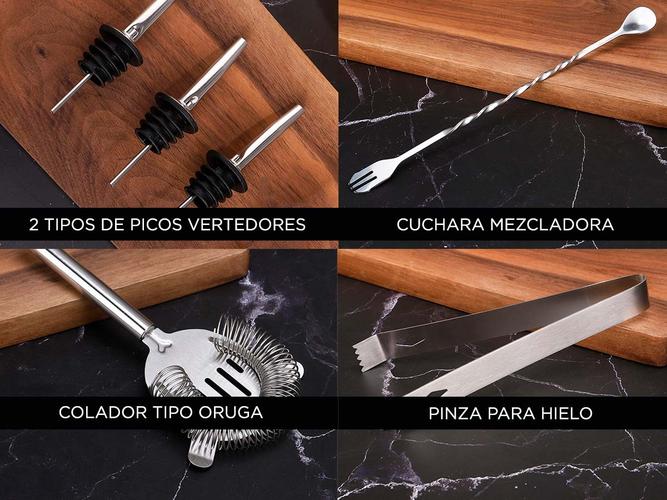 Kit Bartender Gadnic Coctelera Acero Inoxidable 12 Piezas - 3