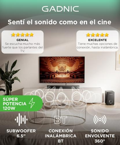 Barra de Sonido Gadnic Nova 120 21 Canales Subwoofer 65” Conexión Inalámbrica 120W  - 1