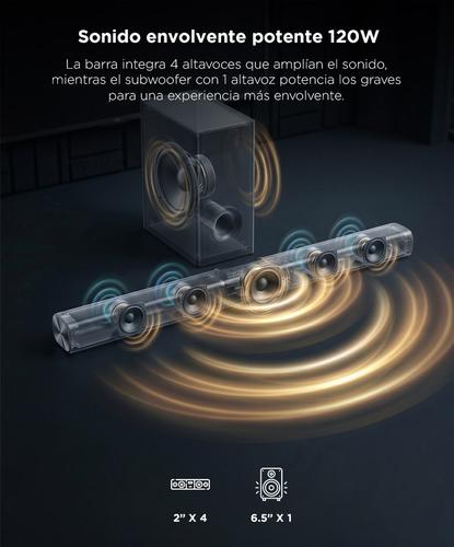 Barra de Sonido Gadnic Nova 120 21 Canales Subwoofer 65” Conexión Inalámbrica 120W  - 2