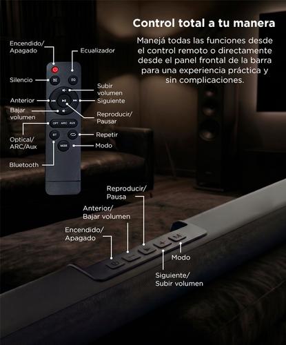 Barra de Sonido Gadnic Nova 120 21 Canales Subwoofer 65” Conexión Inalámbrica 120W  - 4