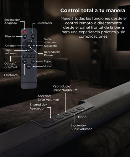 Barra de Sonido Gadnic Nova 120 21 Canales Subwoofer 65” Conexión Inalámbrica 120W  - 4