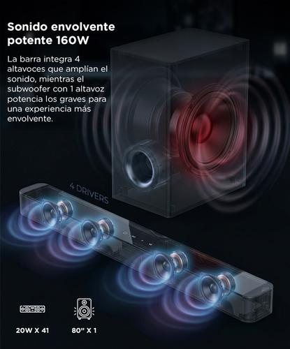 Barra de Sonido Gadnic Nova 160 21 Canales Subwoofer 8” Conexión Inalámbrica 160W - 2