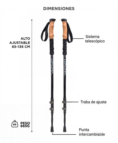 Bastones trekking telescopicos Southport by Gadnic aluminio ajustables  - 5