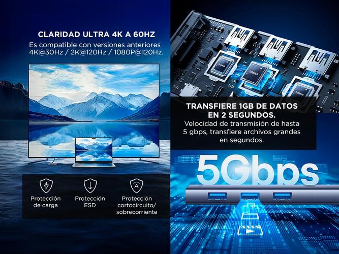 Hub Adaptador 7 en 1 Baseus UltraJoy Tipo-C HDMI 4k@60Hz  3Usb30 PD SDTD Mac  - 3