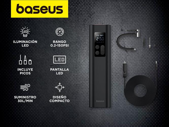 Compresor de Aire Portatil Inflador Baseus Super Pump Mini 150psi Digital  - 1