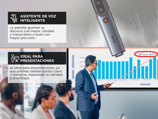 Presentador Inalambrico Baseus Con Puntero Laser y Grabacion de Voz Inteligente - 2