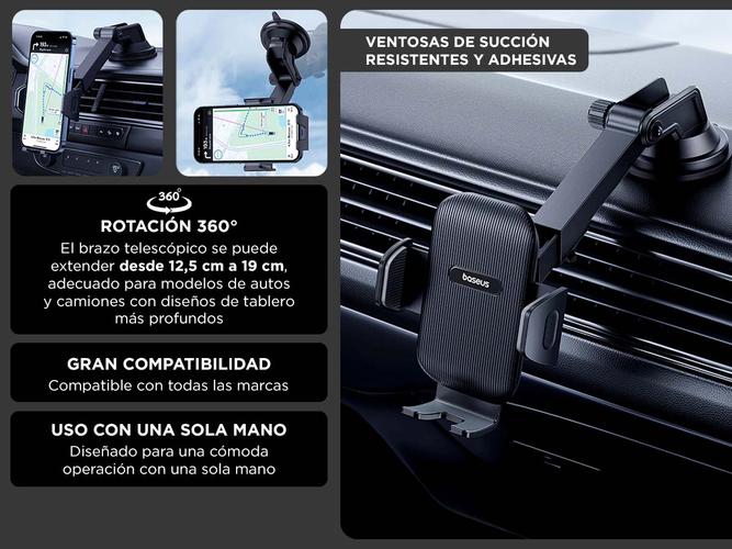  Soporte para Teléfono con Abrazadera Baseus Para Automovil Adhesivo - 2