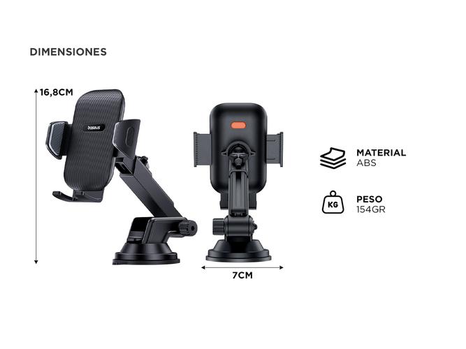  Soporte para Teléfono con Abrazadera Baseus Para Automovil Adhesivo - 3